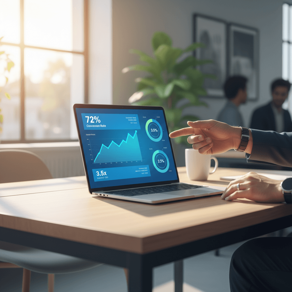 Marketing professional reviewing analytics dashboard