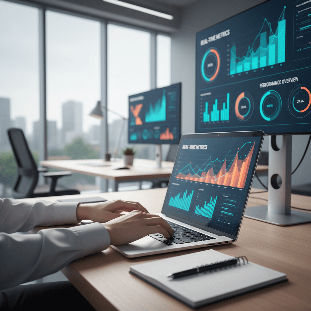 Digital advertising campaign management dashboard on tablet